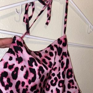 Silky Pink Cheetah Open Back Shirt